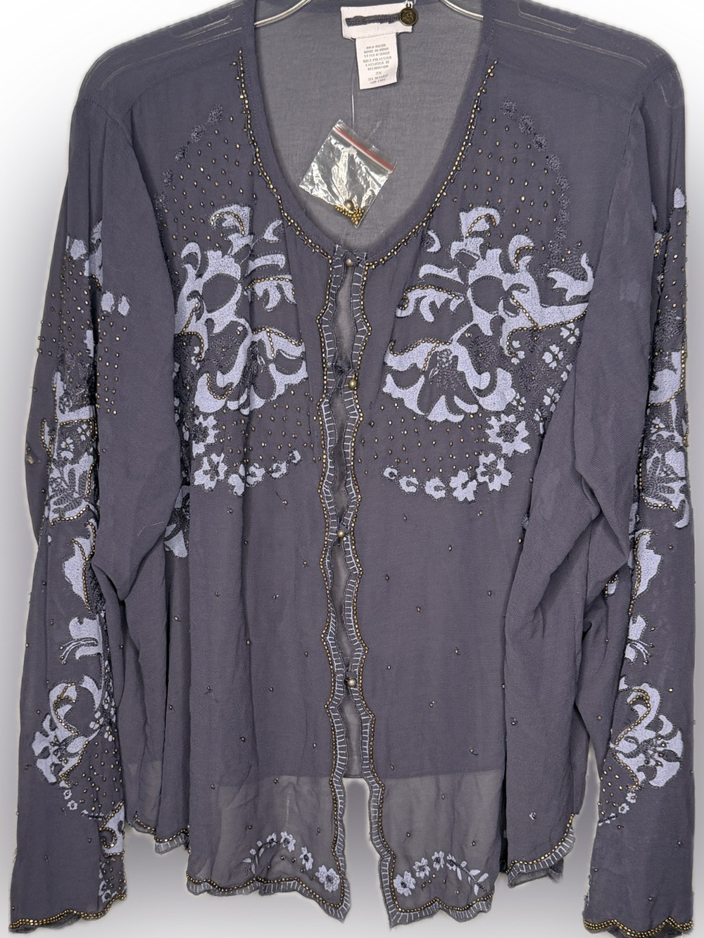 Soft Surroundings Sheer Beaded Cover-Up nwot